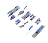 Bewinner Ensemble de Truelle à Béton en Acier Inoxydable, Kit d'outils à Main de Maçonnerie de 11 Pièces avec Truelles Pointues d'angle Interne Externe, Ensemble de Truelle de Plâtrage de Finition