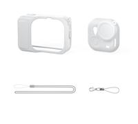 Bewinner Étui de Protection en Silicone pour GO Ultra, Coque Intégrale Antichoc avec Capuchon d'objectif et Lanière, Sangle de Cou Anti-Perte, Accessoires d'appareil Photo Doux pour la Peau, Rose