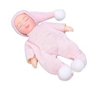 Bewinner Figurine de bébé en Porcelaine pour Maison de Poupée, échelle 1:12, Pull Rose, Articulations Mobiles, Nouveau-né Miniature pour Bricolage, Accessoire et Cadeau pour Maison de Poupée