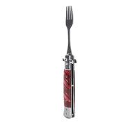 Bewinner Fourchette de Camping Pliante à Ressort - Un Bouton, en Acier Inoxydable 304, Ustensile Automatique de Poche pour Voyage, Randonnée, Pique-nique (rouge)