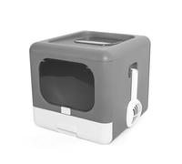 Bewinner Grand Bac à Litière Portable Pliable pour Chat avec Couvercle, Entrée Avant Entièrement Fermée, Sortie Supérieure, Toilettes pour Chat avec Pédale Creuse et Pelle, Grand Espace pour Chats
