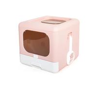 Bewinner Grand Bac à Litière Portable Pliable pour Chat avec Couvercle, Entrée Avant Entièrement Fermée, Sortie Supérieure, Toilettes pour Chat avec Pédale Creuse et Pelle, Grand Espace pour Chats