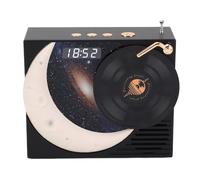 Bewinner Haut-Parleur Bluetooth Rétro avec Affichage de l'horloge et Lumière Ambiante, Son Surround 360°, Haut-Parleur Portable sans Fil avec Radio FM, Bluetooth 5.3 5 W, Batterie 1200 MAh (Black)