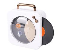 Bewinner Haut-Parleur Bluetooth Rétro avec Enregistrement Rotatif Automatique et Lumière RVB, Haut-Parleur Stéréo sans Fil Vintage 8 W avec Bluetooth 5.3, AUX, USB, Lecture de Carte (White)