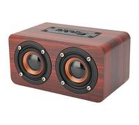 Bewinner Haut-Parleur Bluetooth Rétro avec Microphone intégré, Système Audio Portable sans Fil, Armoire en MDF Imitation Bois, Carte Mémoire USB AUX, Lecture MP3, Batterie (Grain d'acajou