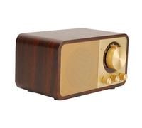 Bewinner Haut-parleur Bluetooth rétro en bois, haut-parleur sans fil portable vintage, carte TF, AUX, entrée USB, petit haut-parleur Bluetooth vintage pour cadeau, fête, voyage, bureau, maison en bois