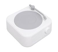 Bewinner Haut-Parleur Bluetooth Rétro, Haut-Parleur sans Fil de Style Tourne-Disque Vintage, Mini Portable Rechargeable avec Radio FM et AUX, Autonomie de 8 Heures, Blanc Lune (Lune Blanche)