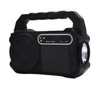 Bewinner Haut-Parleur Bluetooth sans Fil avec Radio FM AM, Charge de Panneau Solaire, Banque d'alimentation de 3600mAh, Lampe de Poche, 3 Ampoules LED pour Extérieur, Camping, Pique-Nique