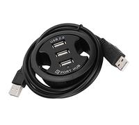 Bewinner Hub de Bureau USB 2.0 Rond, Station d'accueil à 3 Ports, Câble de 1,5 M, Plug and Play, sans Alimentation Externe, pour Bureau, Ordinateur Portable, Trou de Table