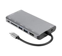 Bewinner Hub de Type C, Station d'accueil Multifonction en Alliage D'aluminium 8 en 1, Station d'accueil Portable à Transmission Haute Vitesse USB3.0 8 Ports 4K, Accessoire pour