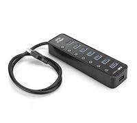 Bewinner Hub USB 3.0 à 7 Ports avec Commutateurs Individuels et Port de Charge Rapide Intelligent 2A, Hub de Données 5 Gbps, Plug and Play, pour Ordinateur de Bureau et Ordinateur Portable