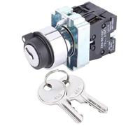 Bewinner Interrupteur à clé à 2 Positions, Verrouillage de Puissance à Réinitialisation Automatique, Verrouillage de Rotation avec clé, Montage sur Panneau de 22 Mm ZB2-BE101 ZB2-BE102C, Dispositif de