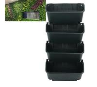 Bewinner Jardinière Murale Verticale pour Extérieur, 4 Pots Plastique, Support Mural Fleurs Plantes pour Porche Jardin - Décoration Murale Jardinage