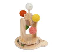 Bewinner Jouet de Balle de Chat de Base de Plateau Tournant en Bois, Jouet Interactif de Boule à Gratter avec la Structure Solide, Auto-Divertissement pour Les Chats à la Maison