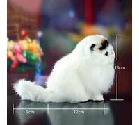 Bewinner Jouet en Peluche de Chat de Simulation de Vrais Poils de Mouton, Poupée électronique pour Animaux de Compagnie, Son de Miaou pour la Récréation ou la Sieste (Yellow)