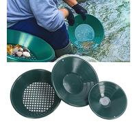 Bewinner Kit de 3 Poêles à Orpaillage - Casserole de Lavage en Plastique ABS avec Rayures à 90 Degrés, Ensemble de Poêles de Prospection Rondes Vertes pour Le Dragage de l'or, Outils Miniers pour la