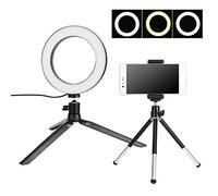 Bewinner Kit d'éclairage Annulaire pour Selfie de 6,30 Pouces avec Trépied Pliable et Support de Téléphone, Lumière d'appareil Photo LED à intensité Variable pour Vidéos Youtube, Photographie,