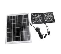 Bewinner Kit Solaire Double Ventilateur avec Panneau 30 W, étanchéité IP65, stratifié en Verre trempé, Cadre en Aluminium 17 Mm, Ventilation pour Maison d'animaux et Hangar