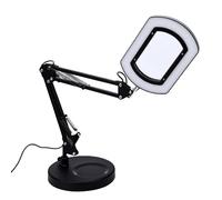 Bewinner Lampe Loupe de Bureau Grossissement 15X, Lumière Réglable à 5 Températures de Couleur, Lentille en Verre Carrée avec Pince et Base Ronde pour l'artisanat et la Lecture
