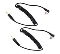 Bewinner Lot de 2 Câbles de Synchronisation PC Flash 3,5 Mm vers Mâle | Cordon de Déclenchement Stroboscopique, Manchon sécurisé renforcé, Extensible de 30 à 80 Cm, Plug And Play Universel