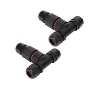 Bewinner Lot de 2 Connecteurs étanches de Type T 5 Broches IP68 450 V 32 A, Connecteur de Fil de Lampadaire Extérieur avec Bornes Nickelées, Matériau Ignifuge PA66, Vis Anti-desserrage