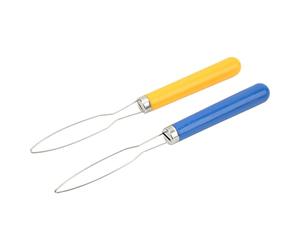 Bewinner Lot de 2 Crochets à Boutons, Outil d'enfilage Rapide avec Poignée Antidérapante, Aide à la Couture en Acier Inoxydable et en Plastique pour la Couture, Léger et Portable