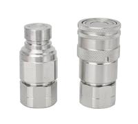 Bewinner Lot de 2 Raccords Hydrauliques avec Capuchons Anti-poussière, Raccords Rapides à Face Plate à Filetage 1/2 NPT, Coupleur en Acier au Carbone Haute Pression 5076 PSI pour Chargeuse Compacte,