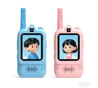 Bewinner Lot de 2 Talkies-Walkies Vidéo pour Enfants avec Deux Caméras, écran de 2 Pouces, Radio Bidirectionnelle Rechargeable, Interphone Vidéo sans Fil, Portée de 500 M, Jouet pour