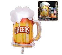 Bewinner Lot de 3 Ballons en Aluminium Réutilisables pour Tasses à Bière, pour Anniversaire, Mariage, Halloween, Décoration de Fête de Noël, pour Oktoberfest, Bar et KTV, Film en Aluminium] (Doré)