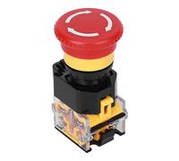 Bewinner Lot de 3 Interrupteurs à Bouton-Poussoir d'arrêt d'urgence 22 Mm 10 A 440 V, Interrupteur Marche/arrêt avec Coque en Plastique Technique, Bouton Poussoir Industriel pour Contrôle de