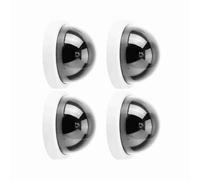 Bewinner Lot de 4 Fausses Caméras de sécurité de Simulation de Dôme avec Lumière LED Clignotante, Caméra de Vidéosurveillance Factice Intérieure et Extérieure, Caméra de Surveillance Réaliste pour