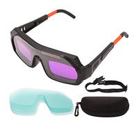Bewinner Lunettes de Soudage à Assombrissement Automatique, Lunettes de | Gradation rapide de 0,1 ms, blocage des UV, bandeau élastique réglable, 10 lentilles de remplacement incluses