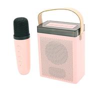 Bewinner Machine de karaoké Portable avec 2 Microphones sans Fil, Haut-Parleur Bluetooth 5.3, Lumières RVB, Batterie 1800 MAh, Son 5 W pour Adultes et Enfants, Fête à la Maison (Pink)