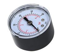Bewinner Manomètre de Connexion Arrière 1/8 BSPT 0-15psi 0-1bar Double échelle, Manomètre Mécanique Air-eau-, Boîtier en Métal à Montage Axial, Aucune Batterie Requise, Cadran de 1,6 Pouces