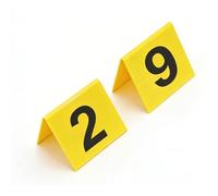 Bewinner Marqueurs de Preuves en Acrylique Jaune 1-10, 10 Pièces Marqueurs de Scène de Crime Cartes de Numéro de Table de Tentes pour Fête de Détective, Décorations de Jeu, Robuste en Forme de V (