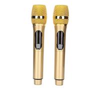 Bewinner Microphone sans Fil 1 pour 2 avec écran LED, Micro karaoké Portable pour Conférence à Domicile en Extérieur, Plug & Play, Portée 50 M, Prises 6,35 Mm et 3,5 Mm (Gold)
