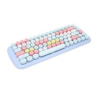 Bewinner Mini Clavier et Souris sans Fil Combinés, Mini Clavier Rond Rétro à 84 Touches, Clavier Mignon, 1600 DPI, Clavier Ergonomique de Couleurs Mélangées Douces (#2)