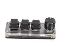 Bewinner Mini Clavier USB à 3 Touches avec Bouton Programmable de Type C, Interrupteur Bleu Filaire, Clavier Mécanique à Une Main pour Le Bureau de Jeu, Noir (Black)