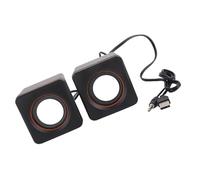 Bewinner Mini Cube USB Haut-Parleur Stéréo pour Ordinateur de Bureau, Ordinateur Portable, Système Portable Filaire Double Canal avec Prise Jack 3,5 Mm, Ensemble de Haut-parleurs Noirs Compacts et