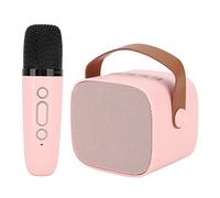 Bewinner Mini Machine de karaoké, Machine de karaoké de Haut-Parleur 1500mah BT avec Microphone sans Fil 300mah, Système de karaoké Portable pour Fête, Réunion, Adultes, Enfants (Rose)