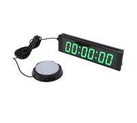 Bewinner Minuterie de Gymnastique 1,5 Pouces, Affichage LED Vert à 6 Chiffres, Compte à Rebours, Horloge de Course avec Télécommande, Bouton Filaire, Support Télescopique pour Entraînement de