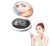 Bewinner Miroir de Test de Crème Solaire, Miroir de Maquillage UV Portable avec Caméra pour Les Soins de la Peau Solaire, Miroir de Maquillage de Poche à Lumière LED de 3,5 Pouces, Miroir