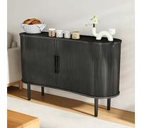 Bewinner Moderne Cannelée Buffet avec Porte Coulissante, Pieds en Bois | Buffet de rangement, 4 compartiments, dispositif anti-basculement, pour salle à manger, salon, chambre à coucher