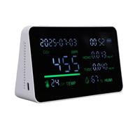 Bewinner Moniteur de qualité de L'air Intérieur, 5 sur 1 Testeur de qualité de L'air Intelligent Portable, Détecteur de Température HCHO HCHO CO2 TVOC avec écran Couleur LCD,