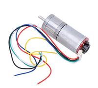 Bewinner Moteur à Engrenages CC 12 V avec Encodeur de Vitesse, Réducteur de Moteur CC à Brosse GA25-370 500 Tr/min, à Engrenages en Acier Inoxydable en Cuivre pour une Rotation et une Marche Arrière