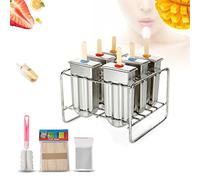 Bewinner Moule à Sucettes Glacées en Acier Inoxydable, Moule à Sucettes Glacées avec Porte-bâton, Ensemble de Moules à Glace 304 de qualité Alimentaire pour 6, Machine à Friandises Saines à Faire