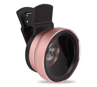 Bewinner Objectif de Téléphone, Objectif Universel 2 en 1 pour Téléphone Portable HD Clip Universel Professionnel 0,45X Grand Angle 12,5X Objectif Macro pour 13, 12, 11, XS, XR, 8 7 6s Plus(Or Rose)