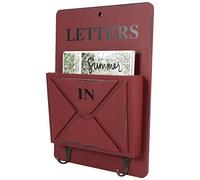 Bewinner Organisateur de Courrier Mural en Bois avec Crochets à Clés, Support à Lettres à 2 Niveaux pour Entrée, Décoration d'intérieur Rustique Blanche pour Salon, Chambre à Coucher, Bureau