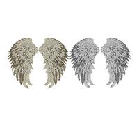 Bewinner Patchs à Paillettes d'ailes DIY pour la Réparation et la Décoration de Vêtements, 2 Paires d'applications Dorées et Argentées pour Jupe et Robe, Accessoires de Mode DIY