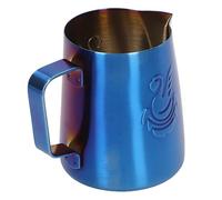 Bewinner Pichet Mousseur à Lait de 380 Ml, Tasse à Mousse de Lait avec Bec d' en Acier Inoxydable de qualité Alimentaire pour Latte, Mousseur Multifonction pour Crème à café (BLUE)